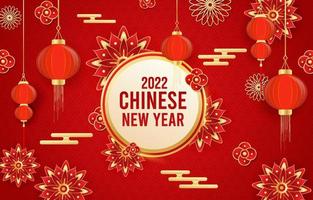 festival de año nuevo chino fondo adorno linterna vector