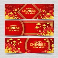 plantilla de banner de paquete rojo chino vector