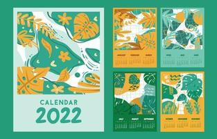 Calendar Template 2022 with Floral Design vector