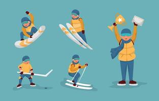 Winter Sport Character Set vector