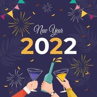 New Year Celebration with Champagne and Fireworks vector