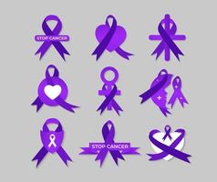 Collection of Sticker World Cancer Day Set vector