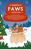 Poster Santa Paws with Lovely Dog and Cat vector