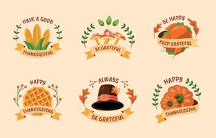 Thanksgiving Badge with Banner Collection vector
