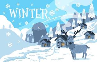 Scenery of Mountain View on Winter vector