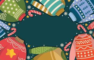 Ugly Sweater Christmas Pattern and Ornament Background vector