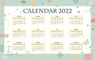 Calendar 2022 in Memphis Style Background vector