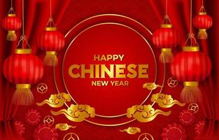 New Year Chinese Background with Lantern Concept vector