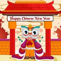 Happy Chinese New Year with Lion Dance vector