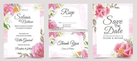 Wedding Invitation with Flower Rose Template vector