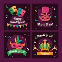 Colorful Mardi Grass Mask Social Media Template vector