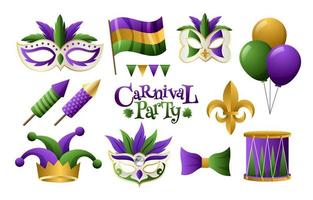 icono de fiesta de carnaval de mardi grass vector