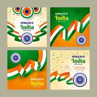 tarjeta de felicitación día de la república india vector