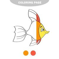 simple página para colorear. hoja de trabajo de dibujo para niños en edad preescolar - pez vector