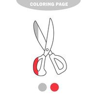 Simple coloring page. Outline scissors on a white background. Cartoon vector