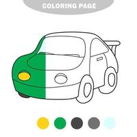 Simple coloring page. Vector Illustration of Cartoon Car - Coloring book