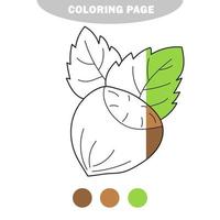 simple página para colorear. avellana para colorear, el libro para colorear. juego simple