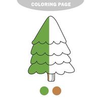 Simple coloring page. Cartoon vector outline illustration fir tree