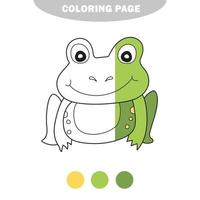 Simple coloring page. Vector illustration Cute Frog. Isolated on white