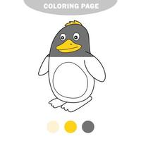 simple página para colorear. Ilustración vectorial de dibujos animados de pingüinos - libro para colorear vector