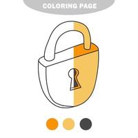 Simple coloring page. Metal Lock to be colored, the coloring book for kids vector