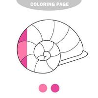 Simple coloring page. Line drawn seashell on white isolated background vector