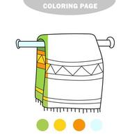 simple página para colorear. toalla, colgando de un toallero, página de libro para colorear vector