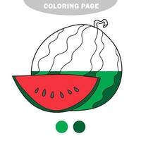 Simple coloring page. Isolated black and white watermelon for coloring book vector