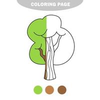 simple página para colorear. árbol de verano para colorear. libro para colorear para niños vector