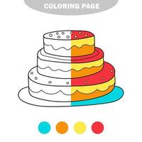 Simple coloring page. Coloring book with cake. Sketch on white vector