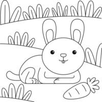 rabbit doodle coloring for kids vector