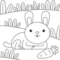 rabbit doodle coloring for kids vector