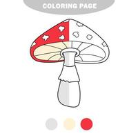 simple página para colorear. Plantilla de página de libro para colorear con hongo agárico de mosca vector