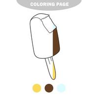 Simple coloring page. Popsicle bar ice cream with bite line art outline cartoon vector
