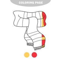 Simple coloring page. Winter scarf line icon. Half painted picture with colors vector