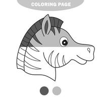 Simple coloring page. Coloring book for kids - zebra layout for game vector