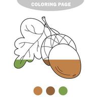 Simple coloring page. Acorn - coloring page, game for children, kids vector