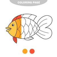 simple página para colorear. hoja de trabajo de dibujo para niños en edad preescolar - pez vector