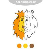 Simple coloring page. Coloring book for children. Cartoon cute lion vector