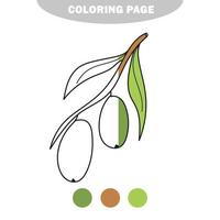 simple página para colorear. libro para colorear para niños con aceitunas vector