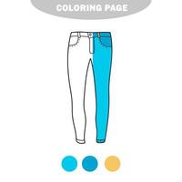 simple página para colorear. libro para colorear para niños, jeans para niñas