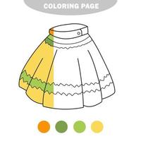 simple página para colorear. falda para colorear, el libro para colorear vector