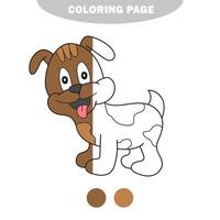 Simple coloring page. Cartoon puppy, vector illustration of cute dog
