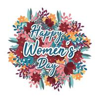 happy womens day lettering on flower BG vector