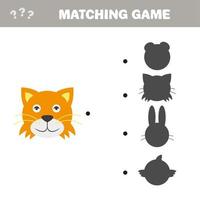 juego de combinación de sombras. ilustración vectorial de hacer la elección sombra - gato vector