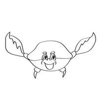 simple página para colorear. Ilustración vectorial de cangrejo de dibujos animados - libro para colorear vector