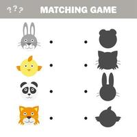 Shadow matching game with animals. Vector Illustration of make the right choice