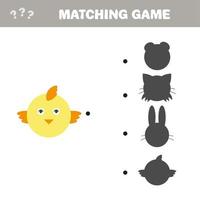 Shadow matching game. Vector of make the right choice and connect - Chick