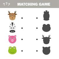 Shadow matching game with animals. Vector Illustration of make the right choice
