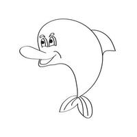 Simple coloring page. Vector dolphin. Black outline on a white background